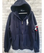 Vtg 90-00’s Ralph Lauren Women Blue Hoodie Big Polo PONY Rider Logo Full... - $1,332.57 MXN