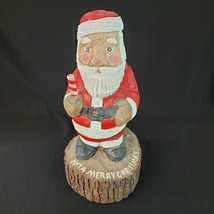 Vintage Primitive Hand Card &amp; Painted Signed Stump Christmas Holiday MTA... - $29.69