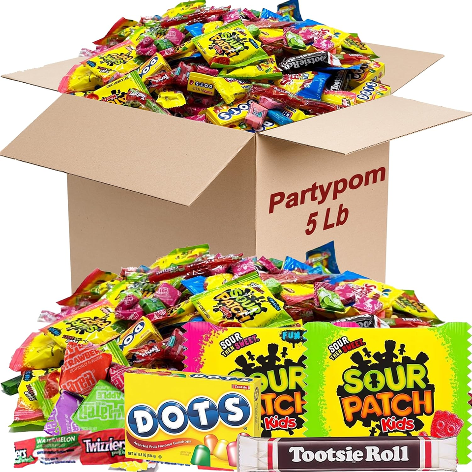 ASSORTED BULK CANDY VARIETY MIX, 5 LB of Assorted Individually Wrapped, Snack Si - $47.82