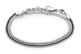 Bracelet Set Stainless Steel Bracelet for Men Non Tarnish Silver Plated Box Chai - £37.38 GBP