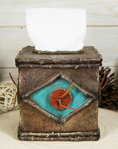 Rustic Country Western Turquoise Bullseye Faux Branch Wood Tissue Box Cover - £23.63 GBP