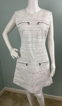 Banana Republic Ponte Knit Off-White/Gray Space Dye Zipper Accent Dress ... - £39.21 GBP