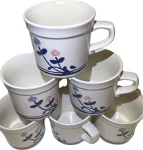 Vintage Pfaltzgraff Windsong Coffee Cups Mugs Floral Stoneware Set Of 6 Cups - £26.49 GBP