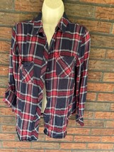 Red Blue Flannel Shirt Large Roll Tab Long Sleeve Romeo Juliet Couture B... - $8.55