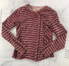Lucky Brand Top Damen Klein Rot Weiß Streifen Asymmetrisch Reißverschlus... - $14.84