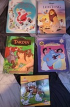 Lot of 5 Various Disney Books Santa&#39;s Toy Shop Lion King Tarzan Aladdin ... - £7.56 GBP