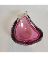 VTG MCM Murano Sumerso Red &amp; Gold Leaf Pear Glass Ashtray Bowl Cigar Art... - $1,364.17 MXN
