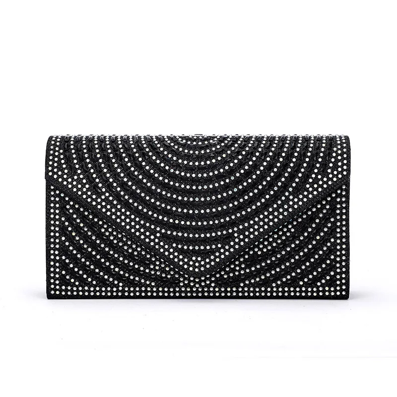   Evening Bag Shiny Chain Clutch Bag Party Purse Handbag Elegant New Crystal Rhi - £70.51 GBP