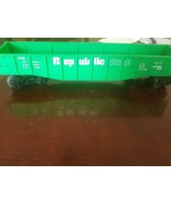 VINTAGE  LIONEL TRAIN  REPUBLIC STEEL  GREEN GONDOLA   #6-9142  FREIGHT CAR - $118.68