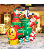 6 X 5Ft Pre-Lit Inflatables Christmas Outdoor Decoration, Santa on Train... - $1,817.47 MXN