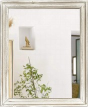 Wood Frame Wall Mirror 16X20 Inches | Rustic White Farmhouse, Distressed White - £34.36 GBP