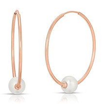 Galaxy Gold GG 14K Solid Rose Gold Endless Hoop Earrings 1.0 mm Thickness With 4 - £275.96 GBP