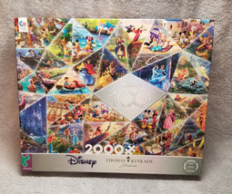 Ceaco - Disney&#39;s 100th Anniversary Movie Collage Puzzle - Thomas Kinkade 2000 Pc - £23.88 GBP