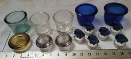 6 Vintage Blue Fish Votive Candles &amp; Glass Votive Display Container Collection! - £24.12 GBP