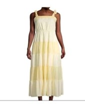 Gal Meets Glam Dress Size 4 Yellow Striped Tireded Pockets Sleeveless Lined - £38.93 GBP