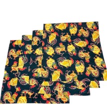 April Cornell Black Rooster Chicken Cotton Napkins 15&quot; X 16&quot; Set Of 4 Fa... - £19.12 GBP