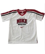 Boys Size 7 Nike Basketball Jersey Shirt White Black Red Athletic Lined ... - £13.15 GBP