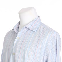 Banana Republic Spread Collar Italian Cotton Blue White Red Stripe Casual Shirt - £11.86 GBP