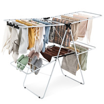 Costway Foldable 2-Level Clothes Drying Rack w/ Height-Adjustable Gullwing - $118.99