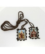 2 X Sacred Heart Of Jesus &amp; Our Lady Of Mount Carmel Brown Scapular Esca... - £10.00 GBP