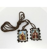 2 X Sacred Heart Of Jesus &amp; Our Lady Of Mount Carmel Brown Scapular Esca... - £9.59 GBP