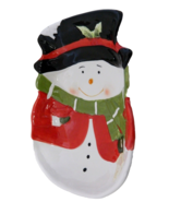 Midwood Brands Christmas Snowman Serving Bowl Black Hat Green Scarf Red ... - $18.69