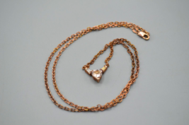 Sterling Silver Chain Necklace Set Heart Cut Stone Accent 925 9&quot; Rose Gold Plate - £54.46 GBP