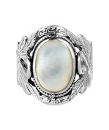Beautiful Couple Swan Oval Wht MOP .925 Silver Ring-10 - £24.61 GBP