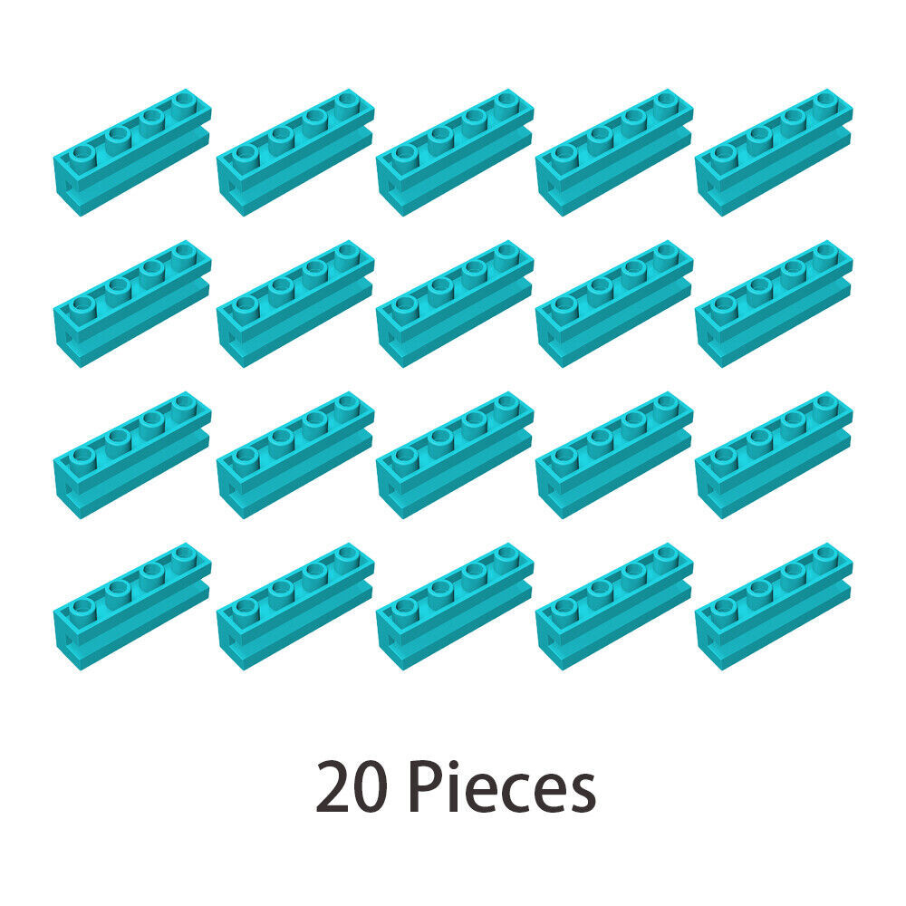 20x Medium Azure 2653 Brick Special 1x4 with Groove/Sliding Piece 1x4 Br... - $7.40