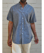 What Comes Around Goes Around Grey Chambray 1 Pocket SS Button Shirt 2XL - $54.16 CAD