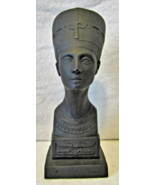 Black Stone Sculpture of Egyptian Queen Nefertiti Art Statue Bust - $98.01