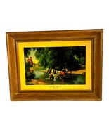 Paul Detlefsen &quot;The Big Moment&quot; Vintage Print In Wooden Frame Retro Cott... - $74.79