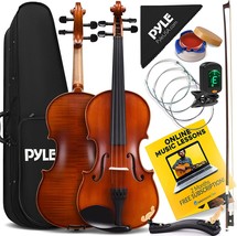 PyleUsa Premium Solid Wood Violin Full Size 4/4 Acoustic Fiddle Set Orchestral - £142.14 GBP