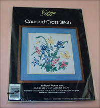 Iris Floral Picture Counted Cross Stitch Kit by Golden Bee (#E196) - £17.24 GBP