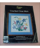 Iris Floral Picture Counted Cross Stitch Kit by Golden Bee (#E196) - £17.53 GBP