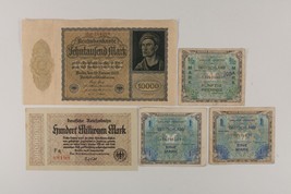 1922-1944 Allemagne 5-Notes Currency Lot Weimar République Allied Militaire - £47.41 GBP