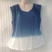 New $36 Coronet Blue White Tie Dye Tank Blouse Shirt Top size 14/16/L Sl... - €20,78 EUR