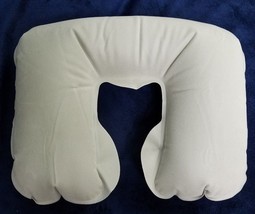 Inflatable travel pillow 11 in wide Navy or gray sleek compact fits in carry on - £5.60 GBP