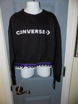 Converse Wordmark Black Crew Sweat Shirt Size S (8/10) Girl&#39;s NEW - $27.74
