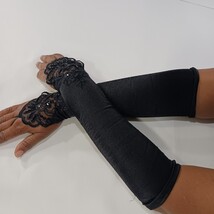 Sexy Women's Nylon Spandex Blend Fingerless Stretch Black Gloves - One Size image 8