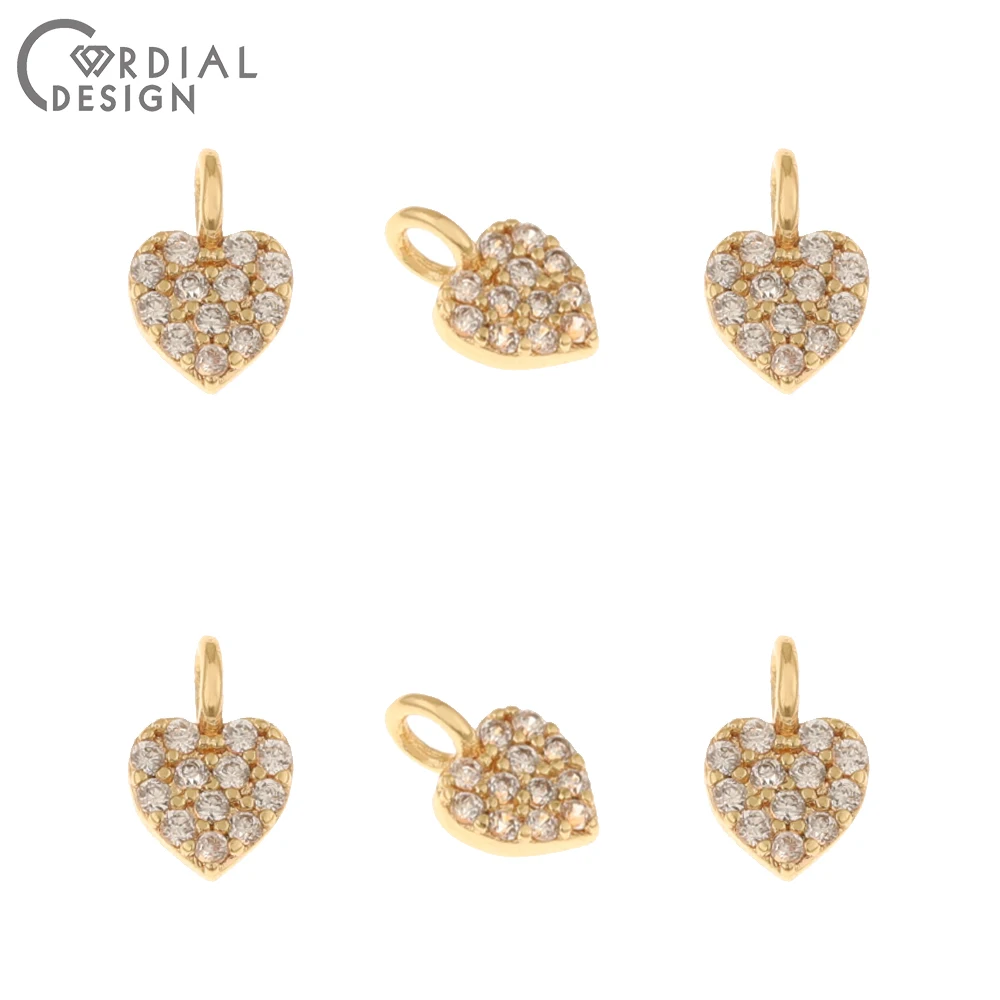 40Pcs 5*7Jewelry Accessories/CZ Charms/Heart Shape/Genuine Gold Plating/Pendant/ - £44.37 GBP