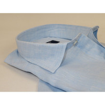 Men's Ciazzo Turkey 100% Linen Breathable Shirt Short Sleeves #Linen 19 Lt Blue image 4