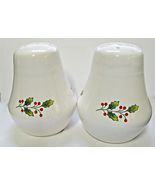 Holly Berry Salt &amp; Pepper Set White Ceramic Porcelain - £5.46 GBP