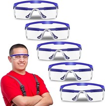 Deluxe Clear Anti-Fog/Anti-Scratch Safety Glasses - Blue - 5-PACK - £7.98 GBP