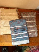 Gently Used Lot of Asian Taupe Blue Floral &amp; Monet Cream Fabric Jewelry ... - £11.68 GBP