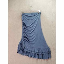 Beige Botany Dress Women Large Blue Polyester Strapless Ruffle Ruched Drawstring - £18.92 GBP