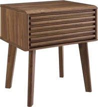 Modway Render End Table Or Nightstand In Mid-Century Modern Walnut. - £95.04 GBP