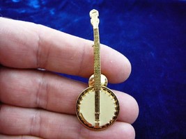 (#M312A) Banjo Tac Pin Brooch Jewelry 24k Goldplt Banjos Strings Deliverance - £21.48 GBP