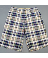 Gap Mens Shorts Size 28 Blue White Plaid Chino Flat Front Casual Cotton ... - £8.42 GBP