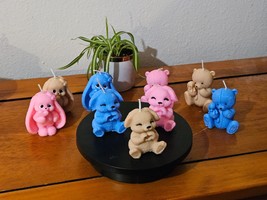 Rabbit and Teddy Bear Candles: You Choose Style and Color. Great Topper ... - $12.00+